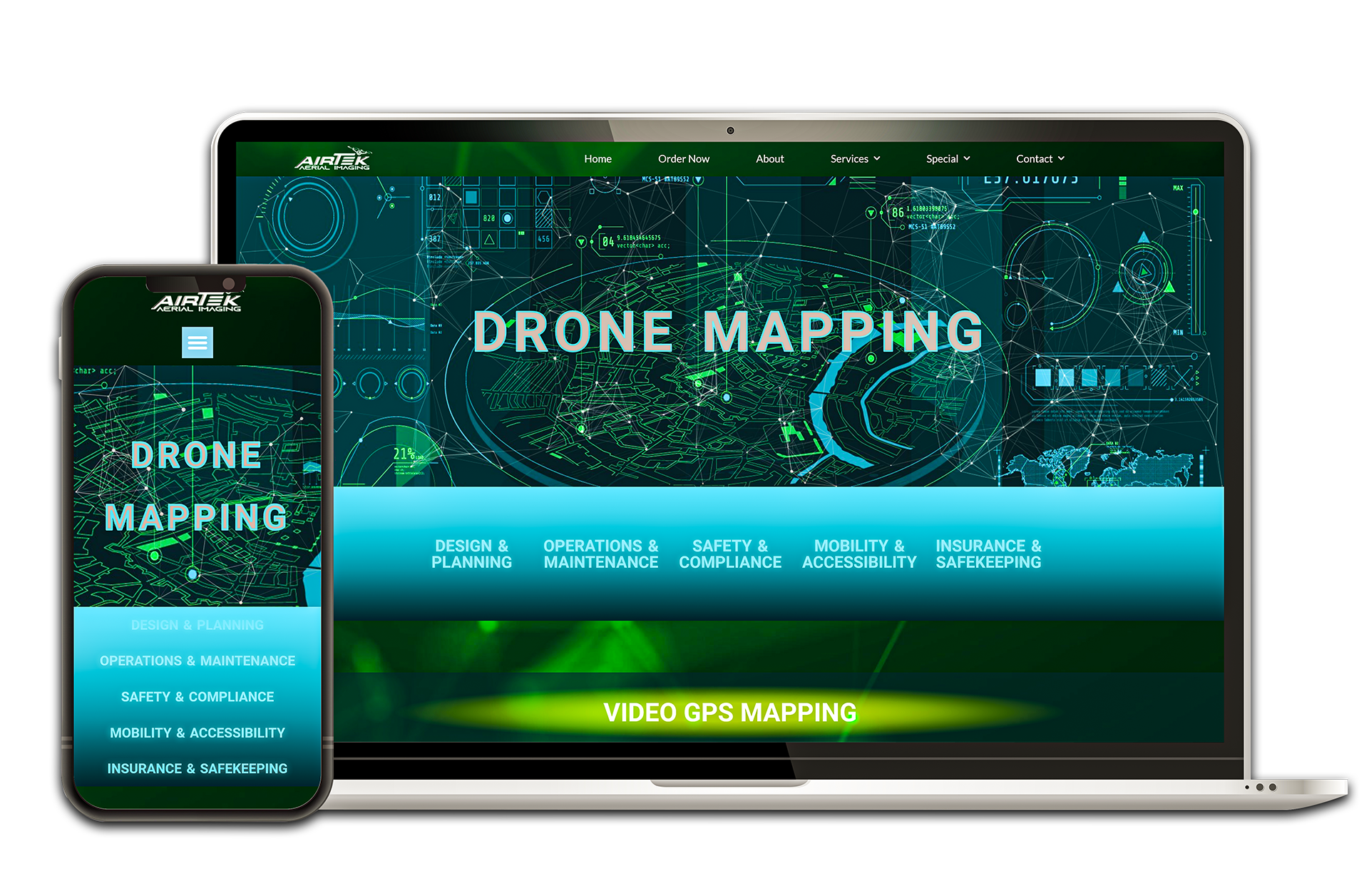 Drone Mapping Hero screen on two devices